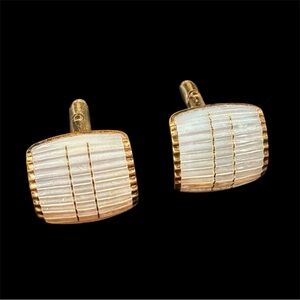 Vintage Mother Of Pearl And Goldtone Cufflinks Made In Austria